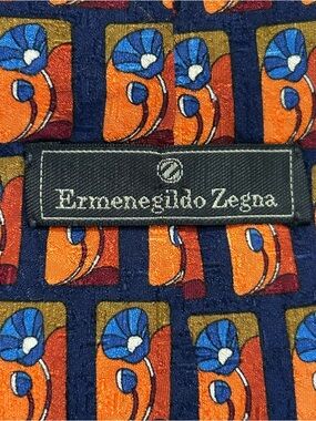 Ermenegildo Zegna Silk Tie Vintage 90s Made in Italy Floral Geometric Power Tie
